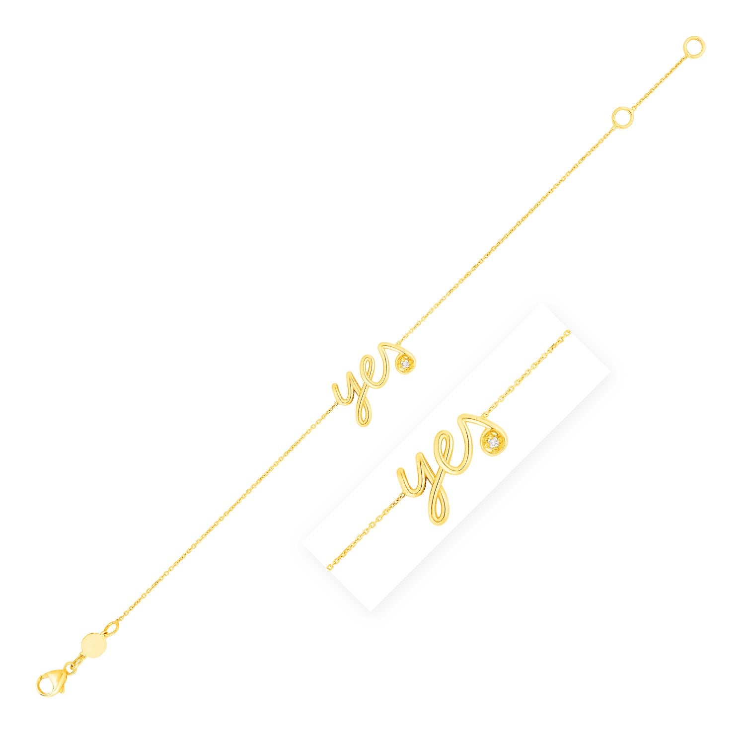 Yellow Gold 14k Yes Women's Fancy Bracelet with Diamond