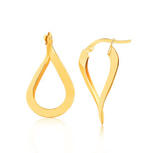 Load image into Gallery viewer, Yellow Gold 14k Flat Polished Twisted Hoop Earrings with Snap Lock
