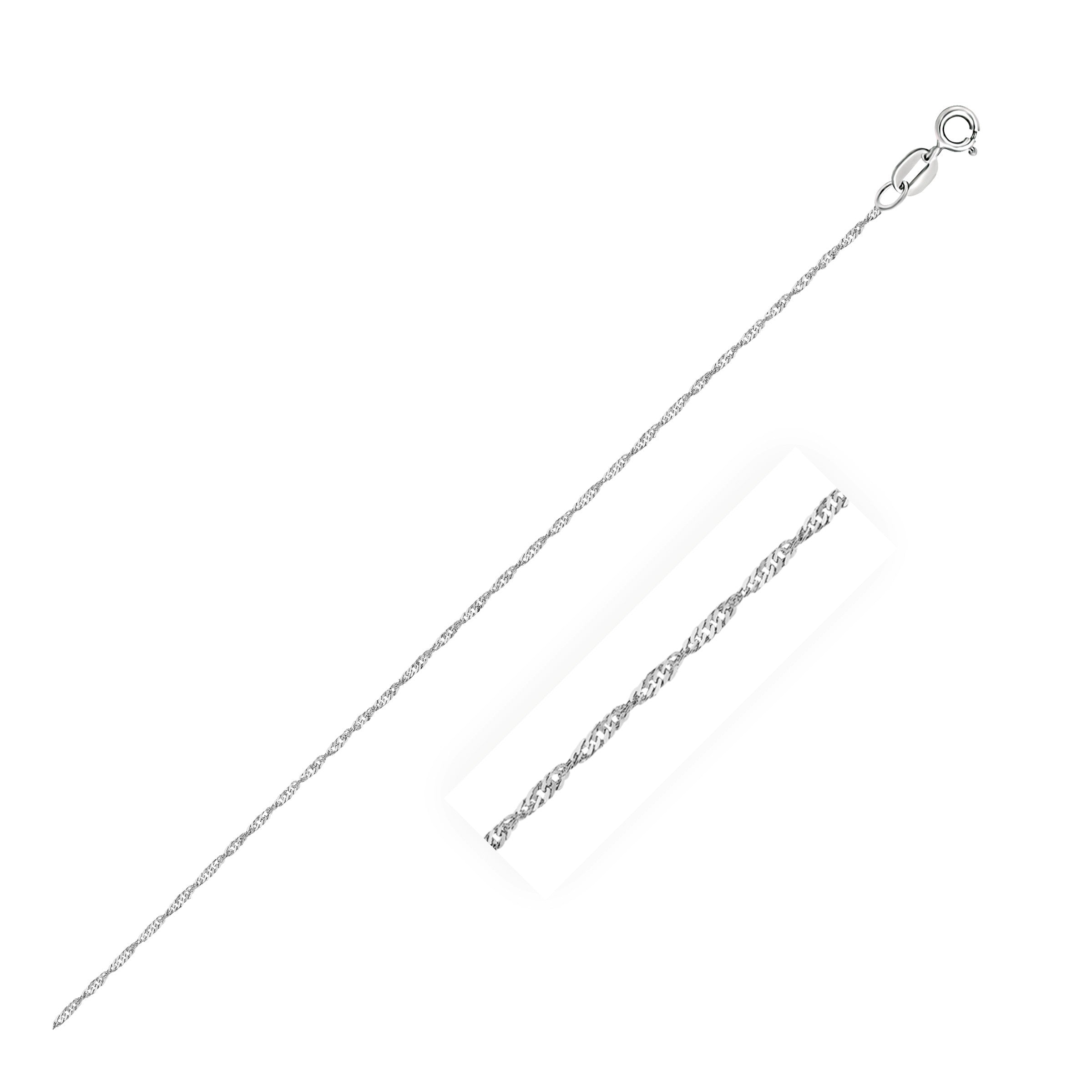 White Gold 14k 0.8mm Singapore Chains in Spring Ring Clasp