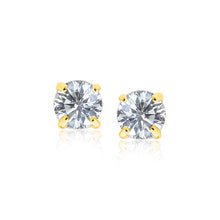 Load image into Gallery viewer, Yellow Gold 14k Stud Earrings with White Hue Faceted Cubic Zirconia