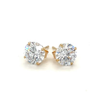 Load image into Gallery viewer, Yellow Gold 14k Stud Earrings with White Hue Faceted Cubic Zirconia