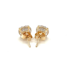 Load image into Gallery viewer, Yellow Gold 14k Stud Earrings with White Hue Faceted Cubic Zirconia