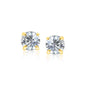 Yellow Gold 14k Stud Earrings with White Hue Faceted Cubic Zirconia