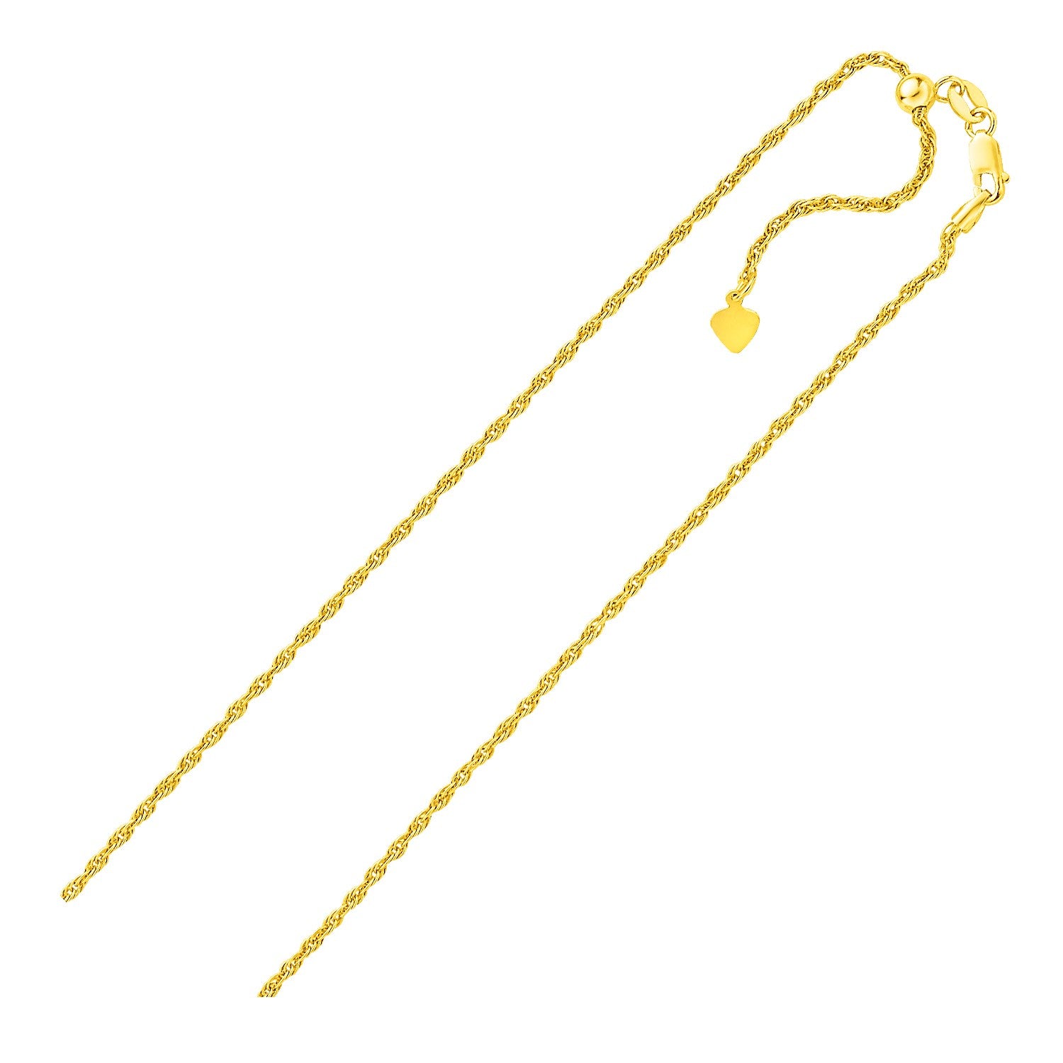 Sterling Silver & Yellow Finish 1.5mm Adjustable Rope Chains in Lobster Clasp