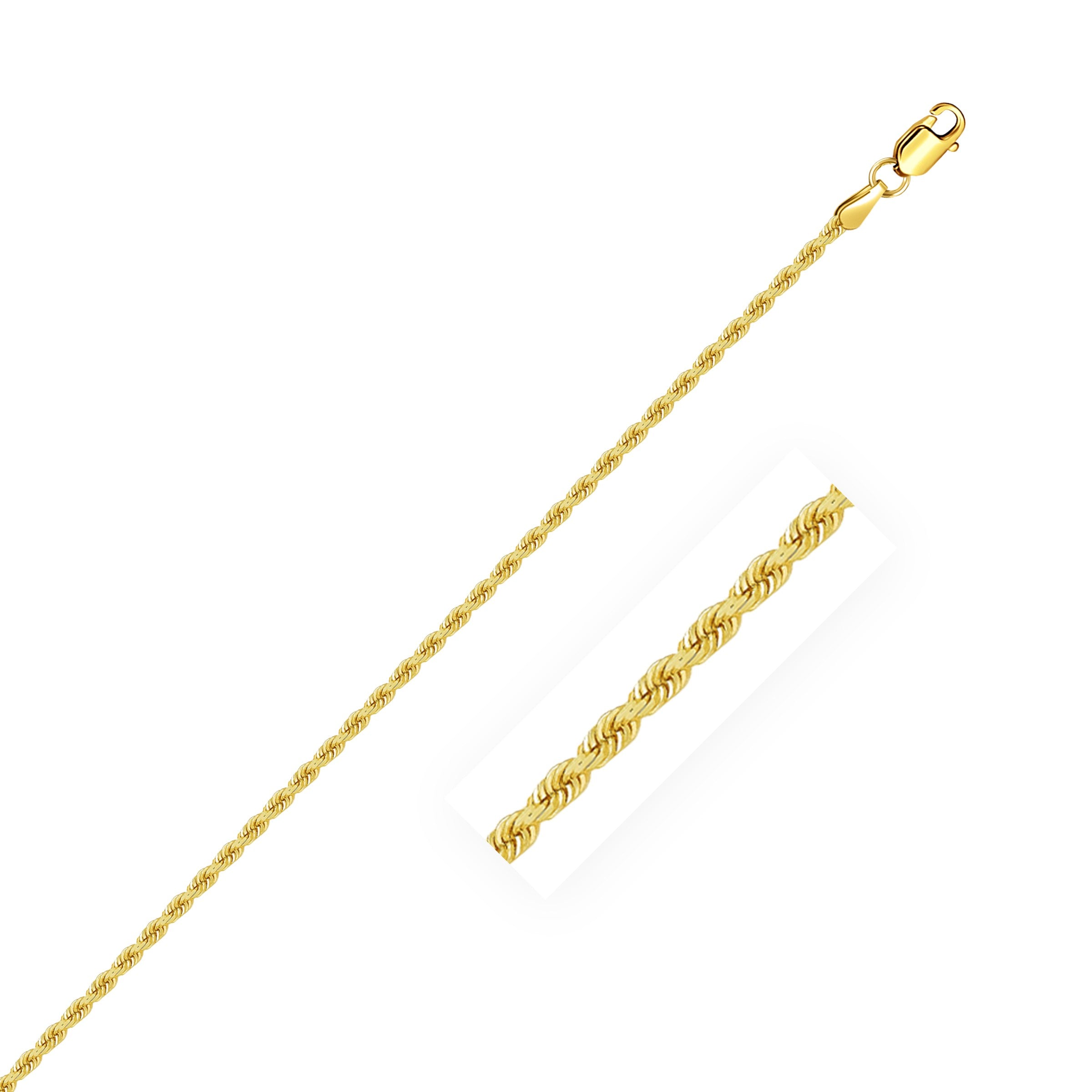 Yellow Gold 14k 2.0mm Solid Rope Chains in Lobster Clasp