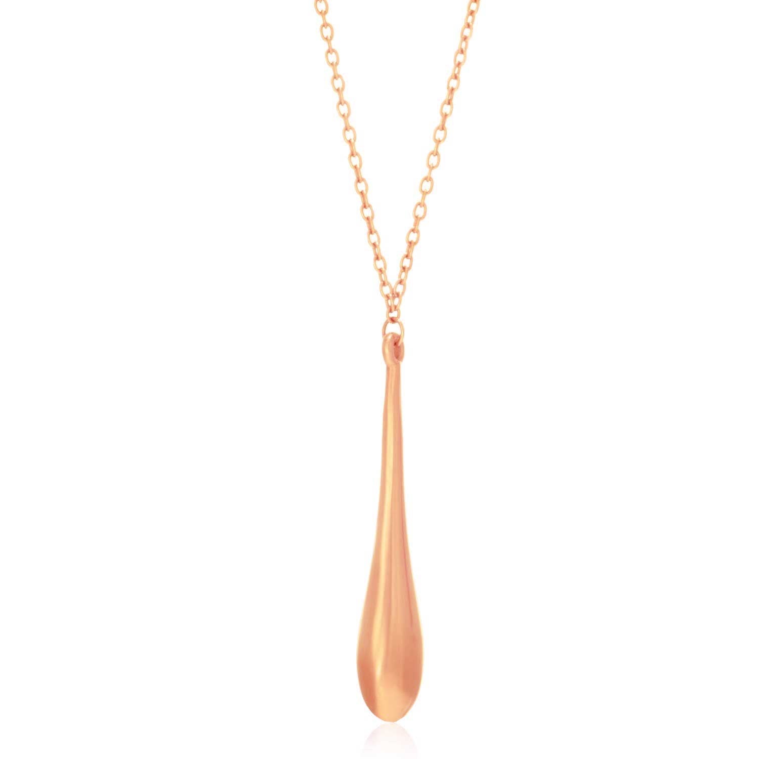 Rose Gold 14K Teardrop Shape Long Pendant in Lobster Clasp