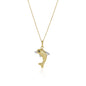 Two-Toned Yellow and White Gold 14k Reversible Dolphin Pendant in Lobster Clasp