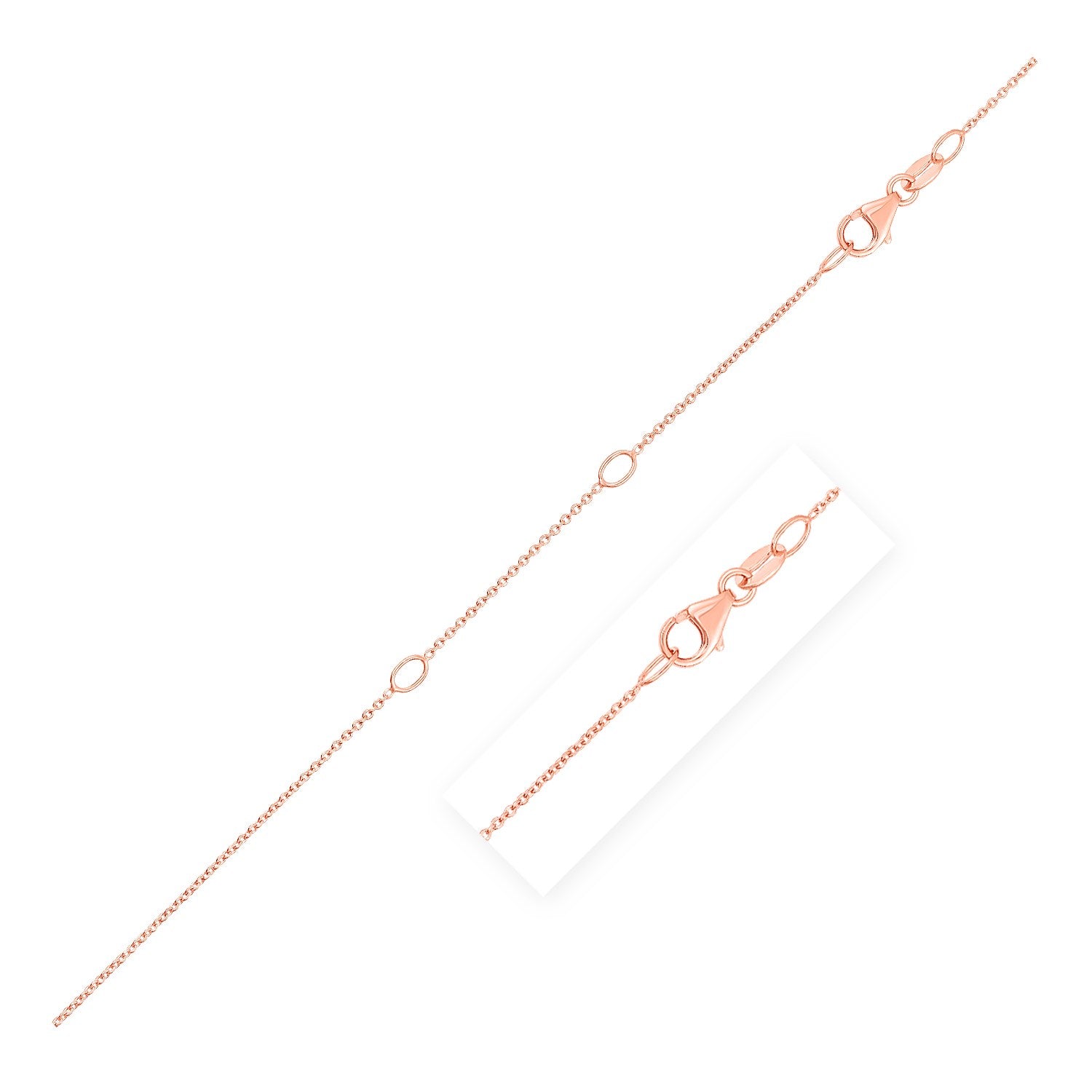 Rose Gold 14k 0.6mm Double Extendable Cable Chain