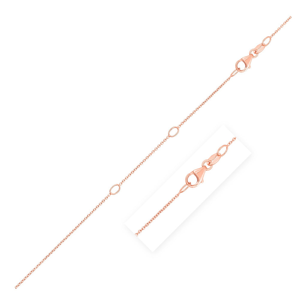 Rose Gold 14k 0.6mm Double Extendable Cable Chain