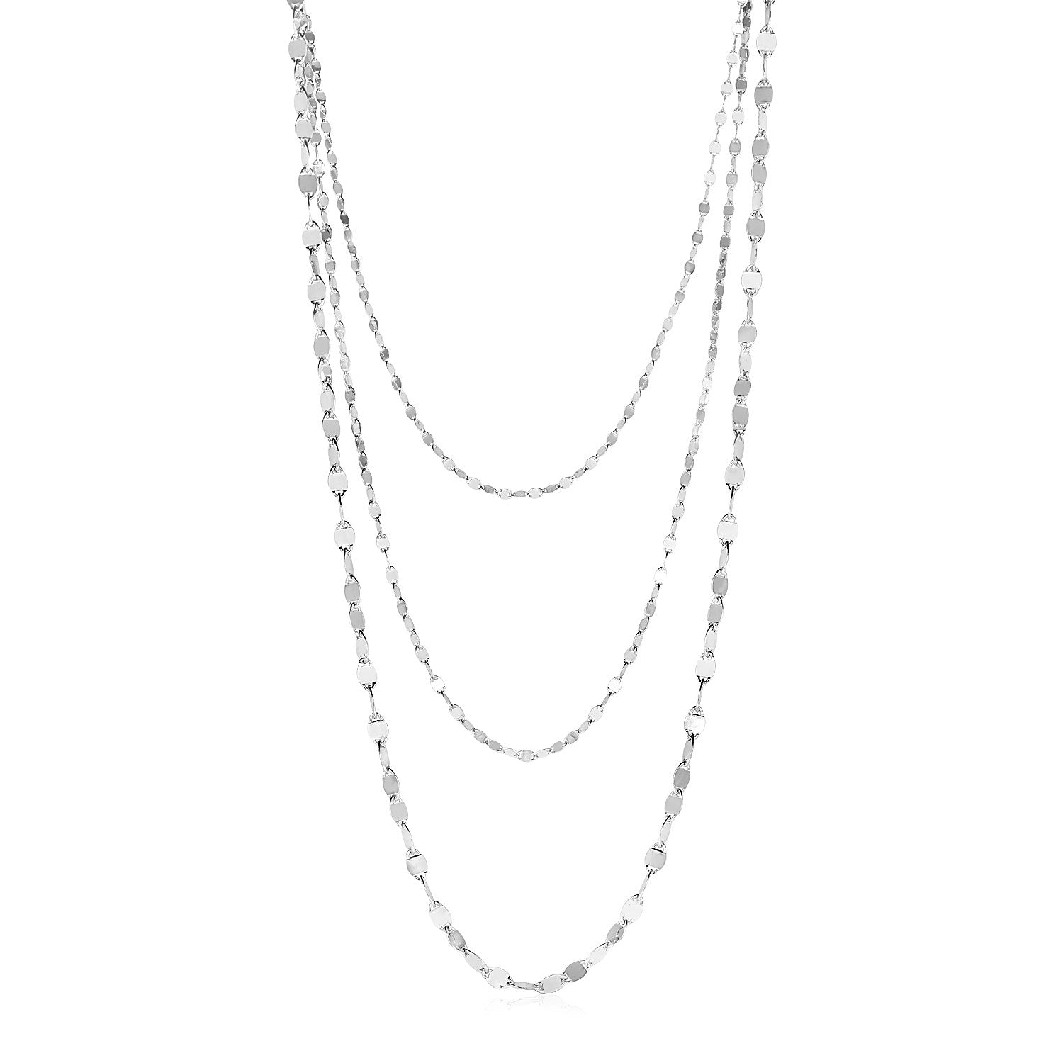 Sterling Silver Women's Three Strand Marina Link Necklace