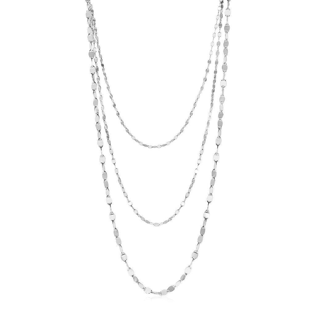 Sterling Silver Women's Three Strand Marina Link Necklace