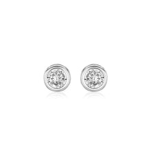 Load image into Gallery viewer, Sterling Silver Round Bezel Set Cubic Zirconia Earrings