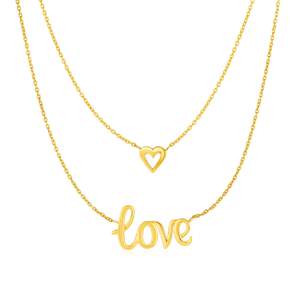 Yellow Gold 10k Two Part Love and Heart Women's Necklaces