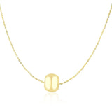 Yellow Gold 14k Women's Necklace with Shiny Barrel Bead Charm