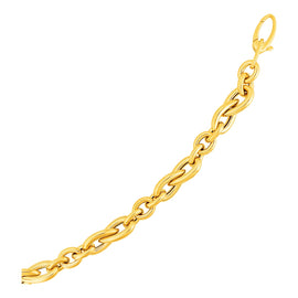Yellow Gold 14k Teardrop and Round Women's Link Bracelet