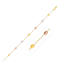 Load image into Gallery viewer, 14k Tri-Color Gold Puffed Oval Shape Station Adjustable Anklet