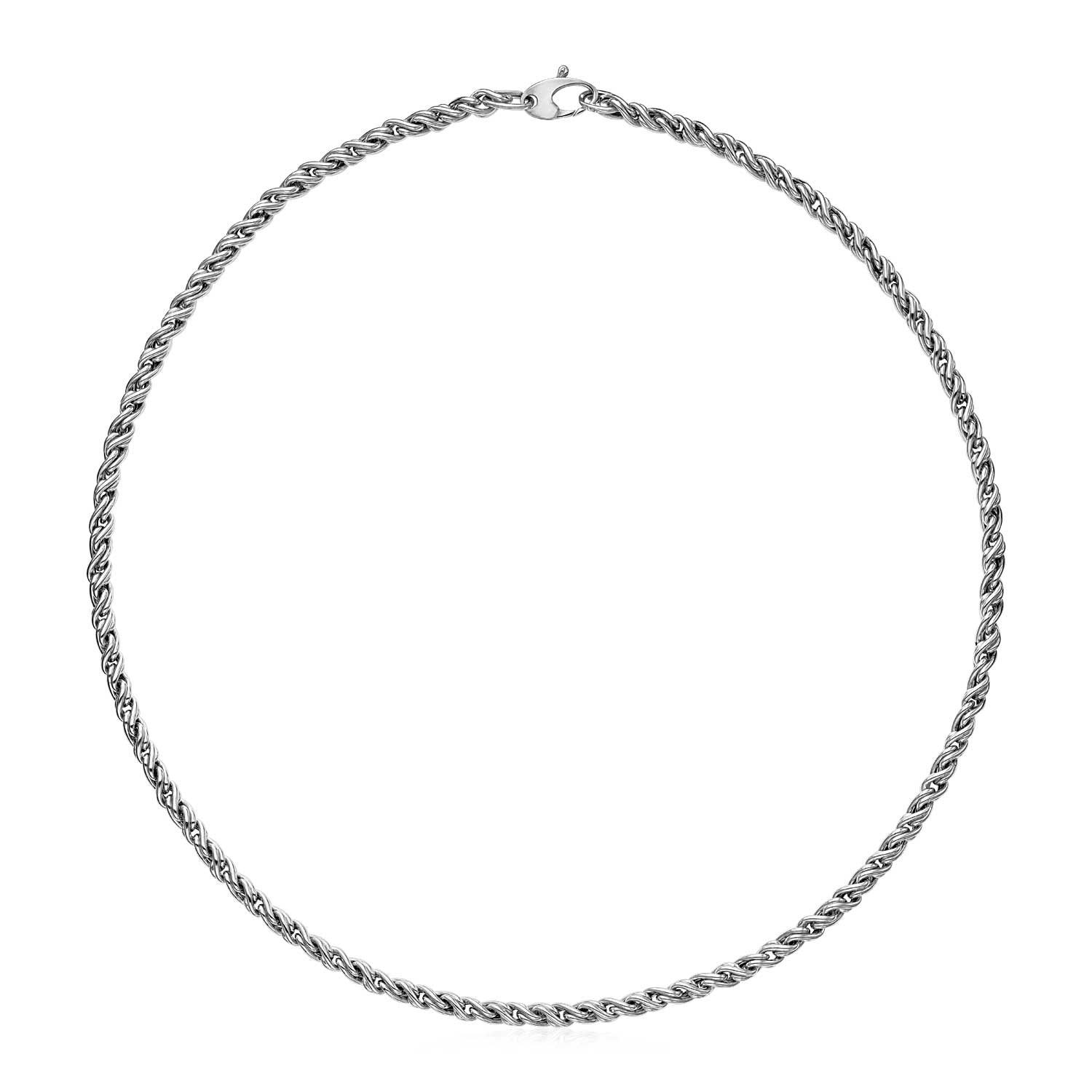 White Gold 14k 17 inch Braid Women's Link Necklace