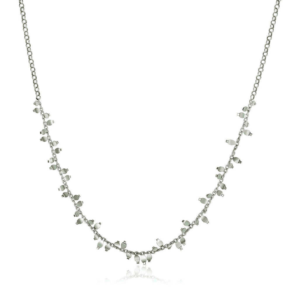 Sterling Silver 18 inch Leaf Motif Women's Chain Necklace