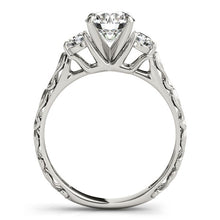 Load image into Gallery viewer, White Gold 14k Antique Design 3 Stone Diamond Engagement Ring