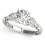 White Gold 14k Antique Design 3 Stone Diamond Engagement Ring