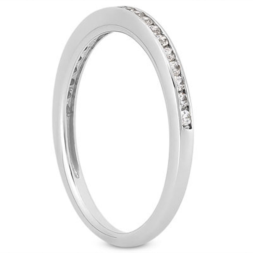 White Gold 14k Slim Profile Channel Set Diamond Wedding Ring