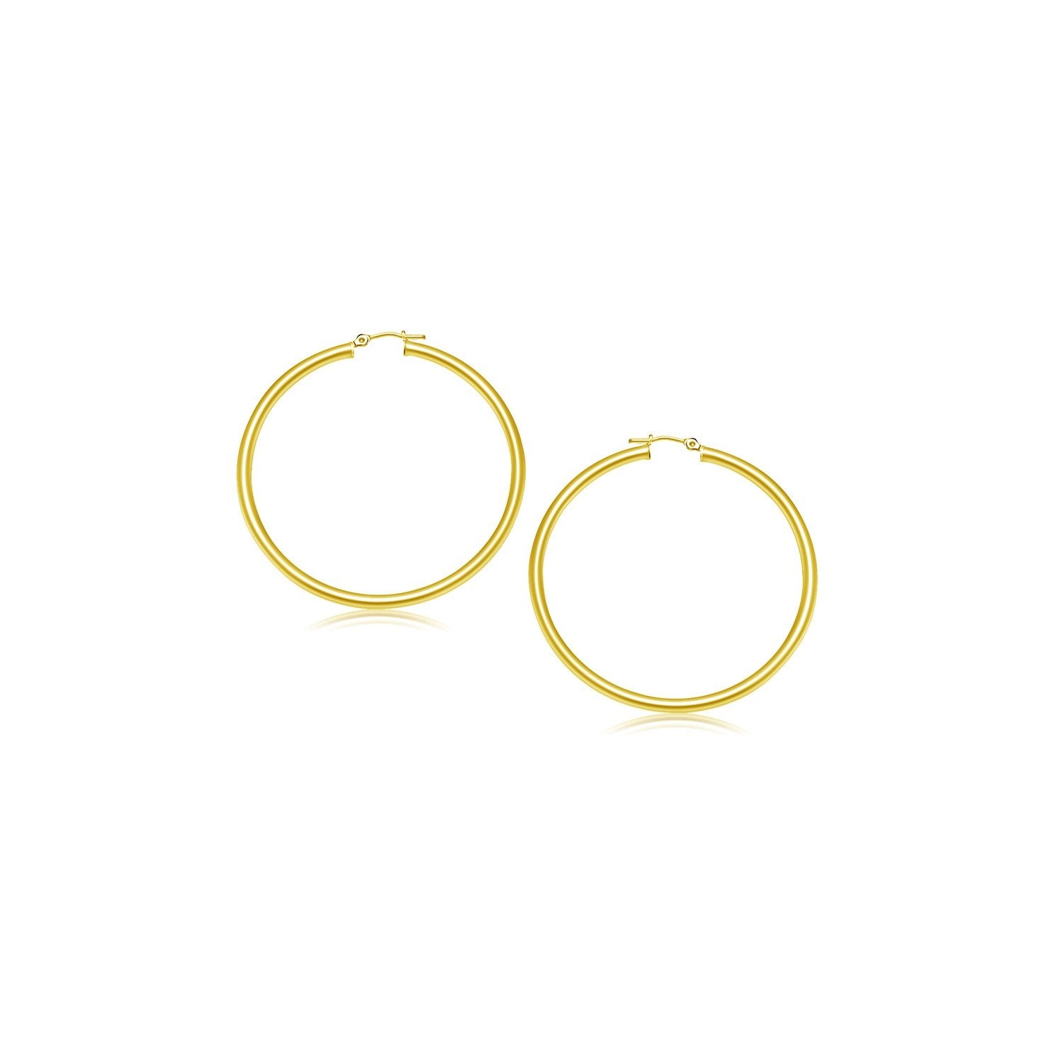 Yellow Gold 10k 15 mm Polished Hoop Earrings with Snap Lock Backing