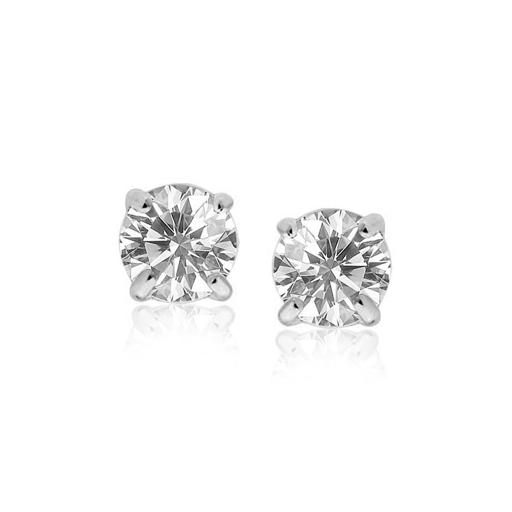 White Gold 14k 8.0mm Round CZ Stud Earrings