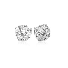 Load image into Gallery viewer, White Gold 14k 8.0mm Round CZ Stud Earrings