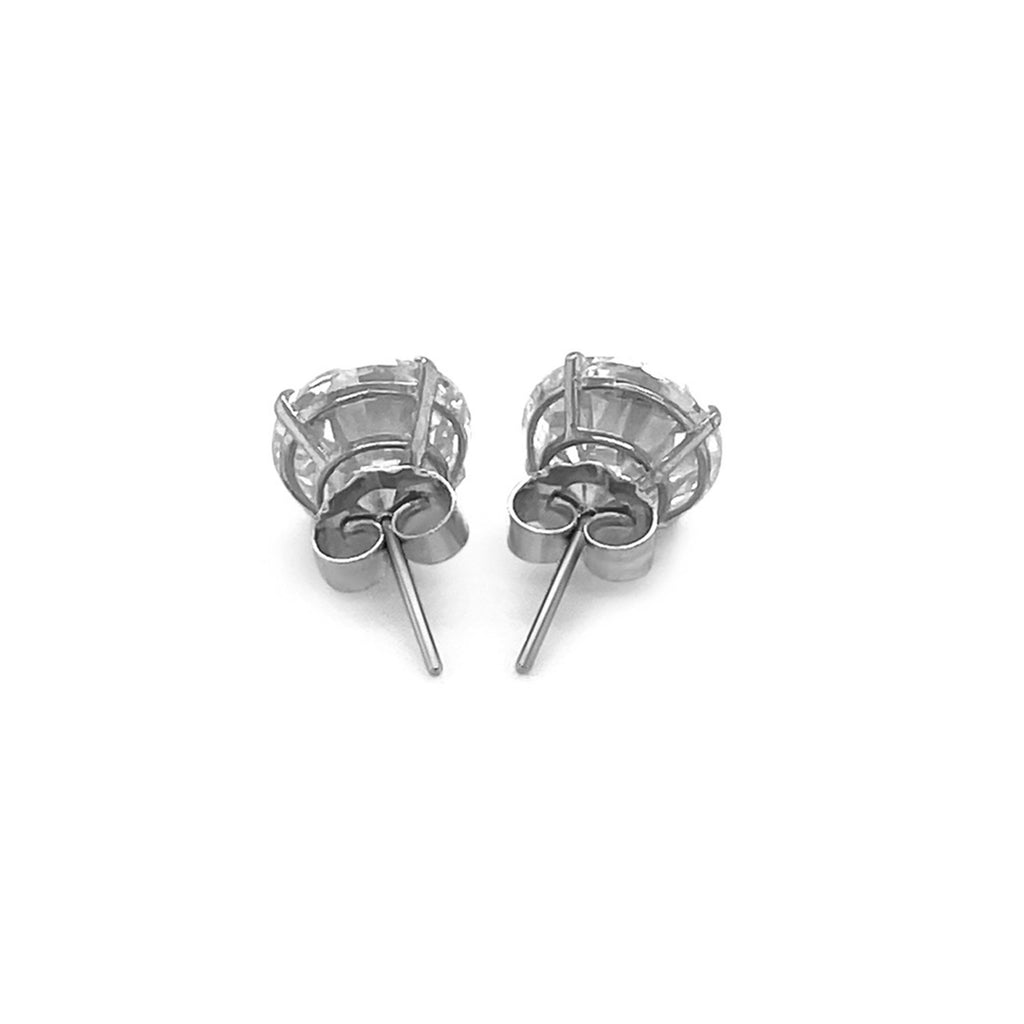 White Gold 14k 8.0mm Round CZ Stud Earrings