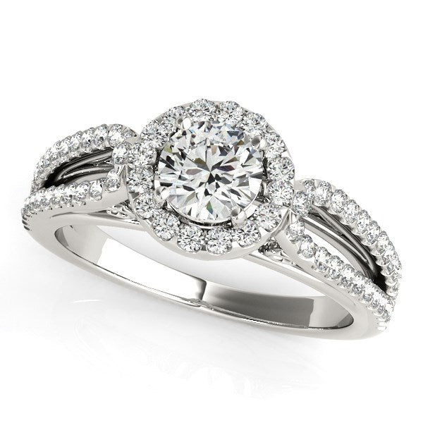 White Gold 14k Diamond with Teardrop Split Shank Engagement Ring