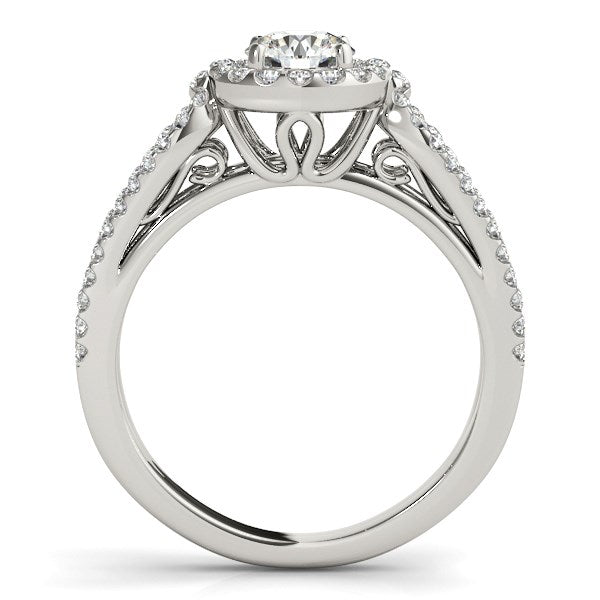 White Gold 14k Diamond with Teardrop Split Shank Engagement Ring