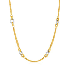 Load image into Gallery viewer, Two-Tone 14k Yellow and White Gold Gourmette Women&#39;s Link Necklace with Links
