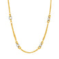 Two-Tone 14k Yellow and White Gold Gourmette Women's Link Necklace with Links