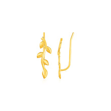 Load image into Gallery viewer, Yellow Gold 14K Leafy Branch Motif Climber Fancy Earrings