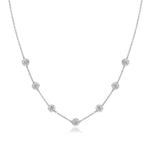 Load image into Gallery viewer, White Gold 14k Women&#39;s Fancy Necklace with Crystal Embellished Sphere Stations