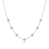 White Gold 14k Women's Fancy Necklace with Crystal Embellished Sphere Stations