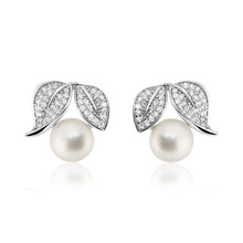 Load image into Gallery viewer, Sterling Silver Fancy Earrings with Leaves and Freshwater Pearls
