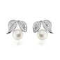 Sterling Silver Fancy Earrings with Leaves and Freshwater Pearls