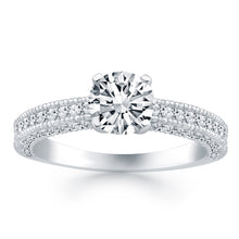Load image into Gallery viewer, White Gold 14k Diamond Micropave Milgrain Engagement Ring