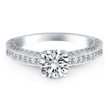 Load image into Gallery viewer, White Gold 14k Diamond Micropave Milgrain Engagement Ring