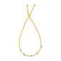Two-Tone Gold 14k Textured Round Bead Women's Lariat Chain Bracelet