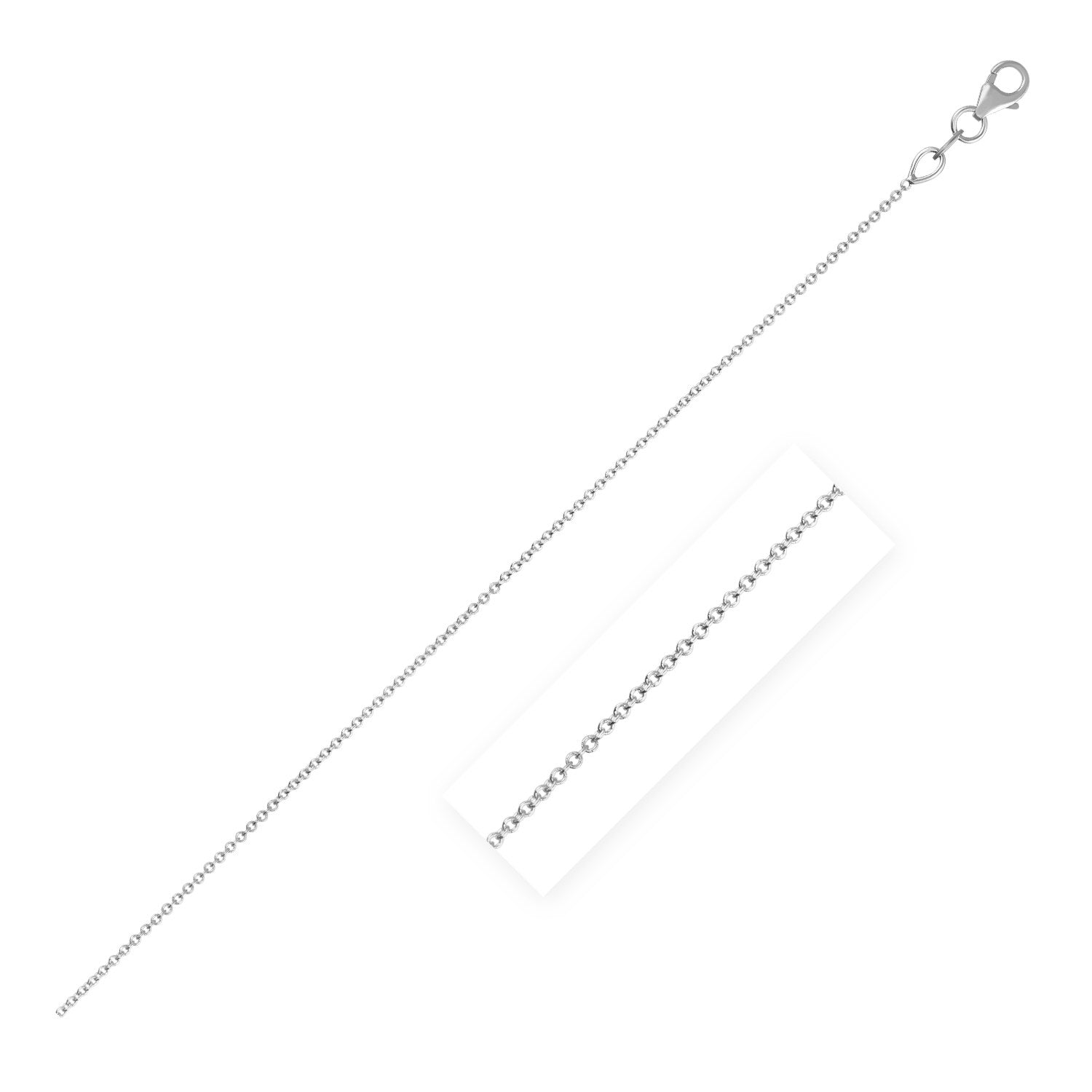 White Gold 14k 1.0mm Double Extendable Cable Chain