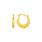 Yellow Gold 14k Textured Petite Hoop Earrings in Hinged Snap Back