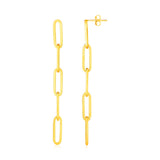 14K Yellow Gold Five Link Paperclip Chain Earrings