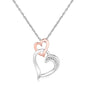 Sterling Silver Cascading Dual Heart Diamond Accented Pendant in Lobster Clasp