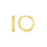 Yellow Gold 14k Petite Textured Round Hoop Earrings with Snap Lock