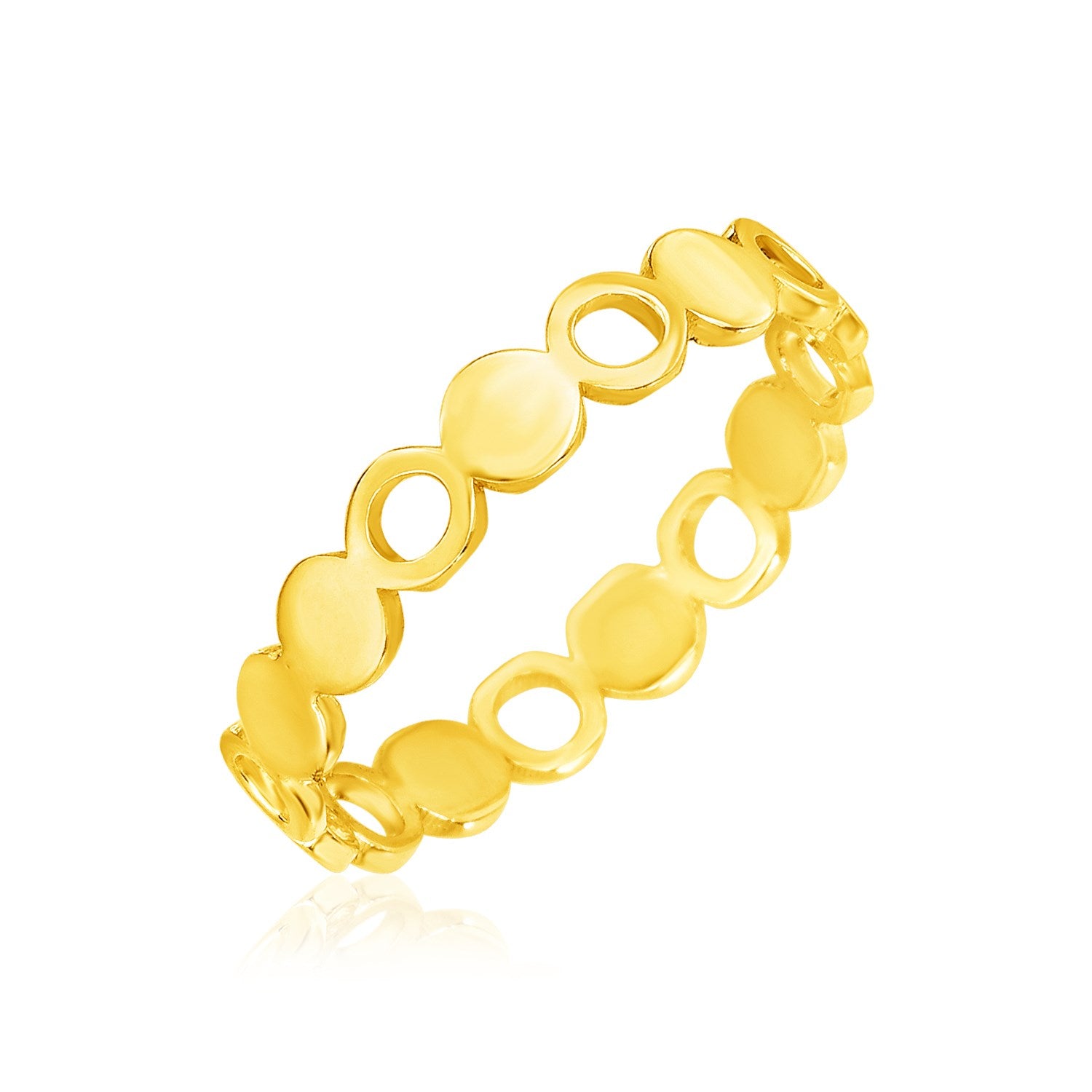 Yellow Gold 14k Polished Circle Exquisite Motif Rings