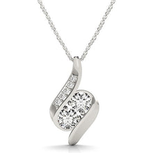 Load image into Gallery viewer, White Gold 14k Two Stone Curved Style Crafted Diamond Pendant