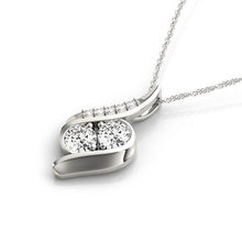 Load image into Gallery viewer, White Gold 14k Two Stone Curved Style Crafted Diamond Pendant