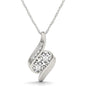 White Gold 14k Two Stone Curved Style Crafted Diamond Pendant